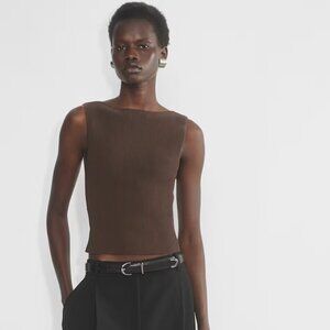 Aritzia Brown Sculpt Knit Leading Top